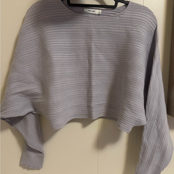 Mod Ref Light Gray Ribbed Crop Top - Picture 2 of 3